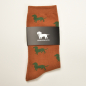 Preview: KRAWATTENDACKEL Socks brown - Dog green