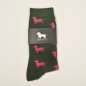 Preview: KRAWATTENDACKEL Socks green - Dog pink