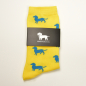 Preview: KRAWATTENDACKEL Socks yellow - Dog blue