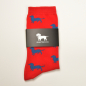 Preview: KRAWATTENDACKEL Socks red - Dog blue