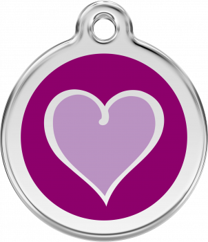 RedDingo Dog tag with enamel heart 2.0 purple