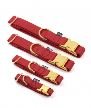 Brott Halsband "Red" - veganes Leder mit goldener Schnalle