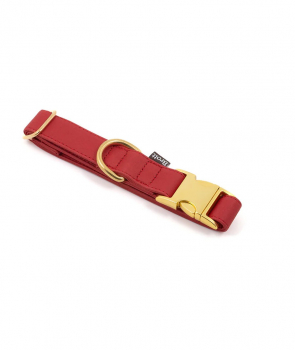 Brott Halsband "Red" - veganes Leder mit goldener Schnalle