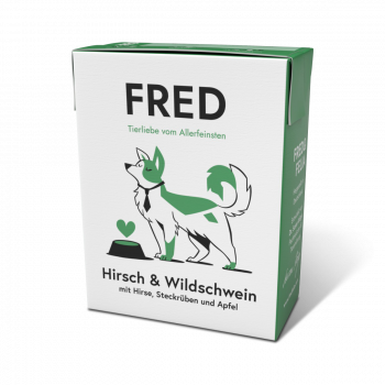 Fred & Felia Hirsch & Wildschwein mit Hirse, Karotten und Steckrüben