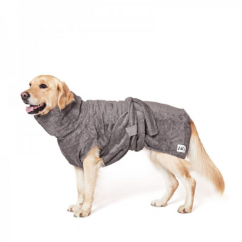 Lill´s DOG Hundebademantel aus Bio-Baumwolle "Stone Grey"