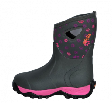 93' Fella Outdoorstiefel Pawwalker halbhoch grey /Pfötchen mit rosa Sohle