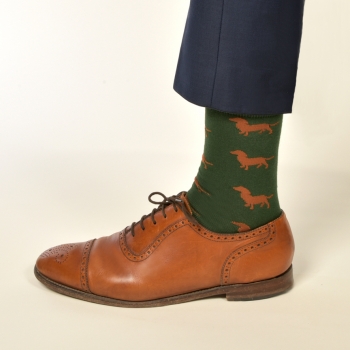 KRAWATTENDACKEL Socks green - Dog brown
