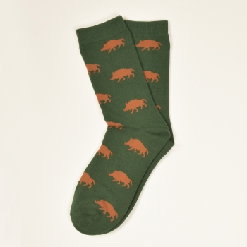 KRAWATTENDACKEL Socken Grün Wildschwein Braun