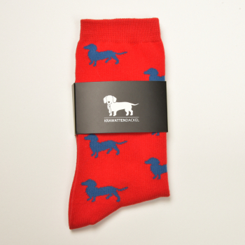 KRAWATTENDACKEL Socks red - Dog blue
