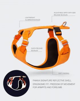 PAIKKA dog harness reflective "Visibility Harness" orange