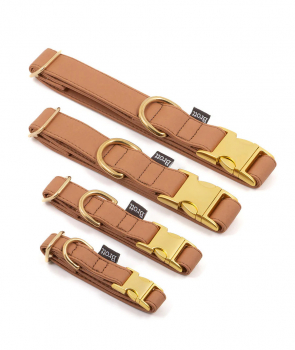 Brott Halsband "Camel" - veganes Leder mit goldener Schnalle