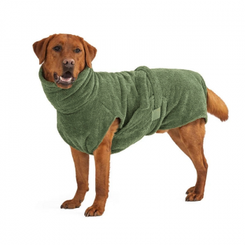 Lill´s DOG Hundebademantel aus Bio-Baumwolle Olive