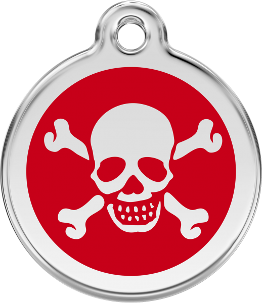 RedDingo Dog tag with enamel Skull and Cross Bones