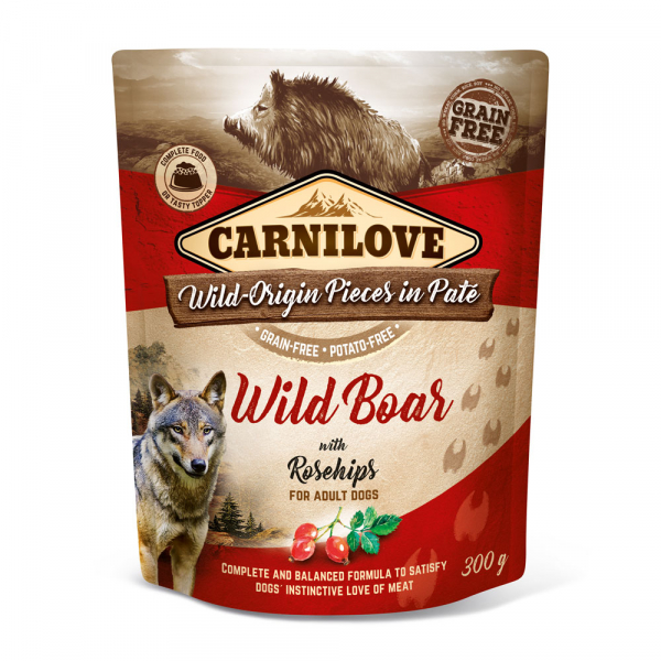 Carnilove Pouch Pate Wildschwein & Hagebutten 300 g - getreidefrei