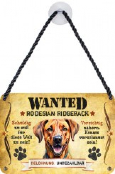 Wanted Haustierschilder Rodesian Ridgeback