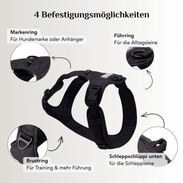 Emmy & Pepe Hundegeschirr   Fröhliches   Schwarz