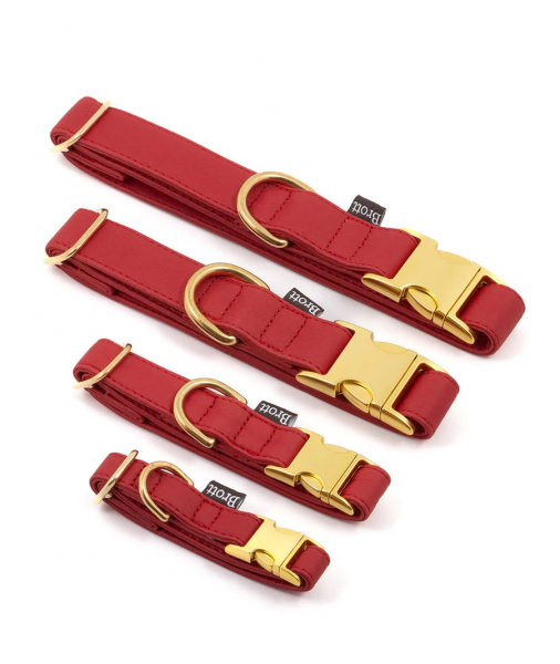 Brott Halsband "Red" - veganes Leder mit goldener Schnalle