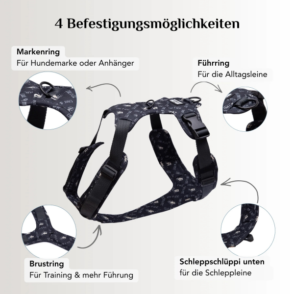 Emmy & Pepe Dog Harness "Wau-Effekt"   Black