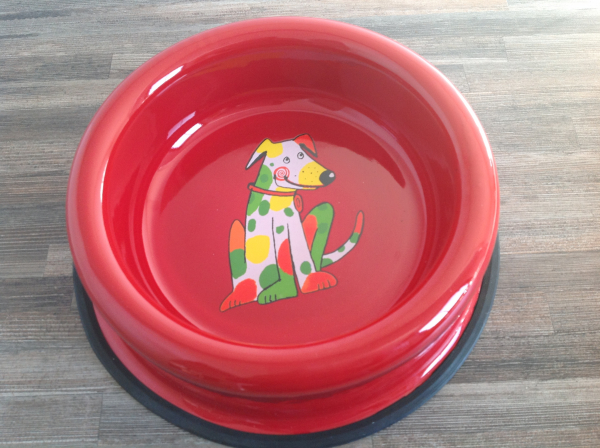 Smaltum Enamel Dogbowl | red / dog sitting