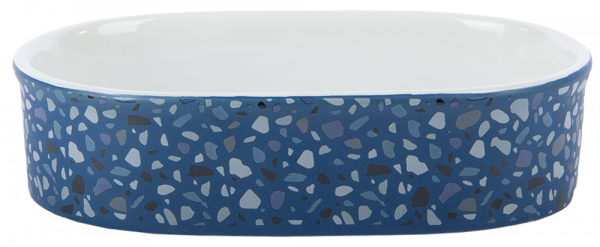 Petlando Kermaiknapf Terrazzo blau oval