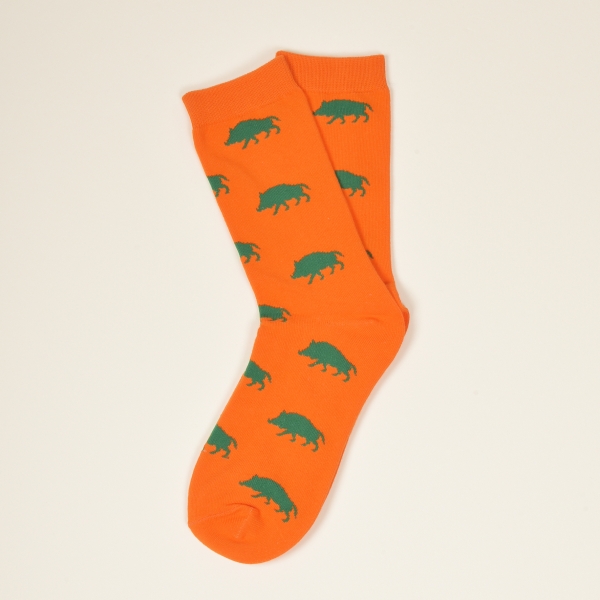 KRAWATTENDACKEL Socken Orange Wildschwein Grün