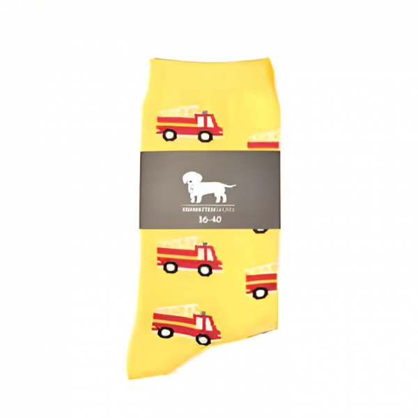 KRAWATTENDACKEL  Socks yellow fire department red