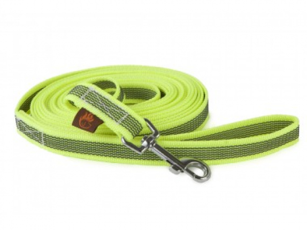 Gummierte Schleppleine 20 mm  / 5 m neongelb mit Handschlaufe