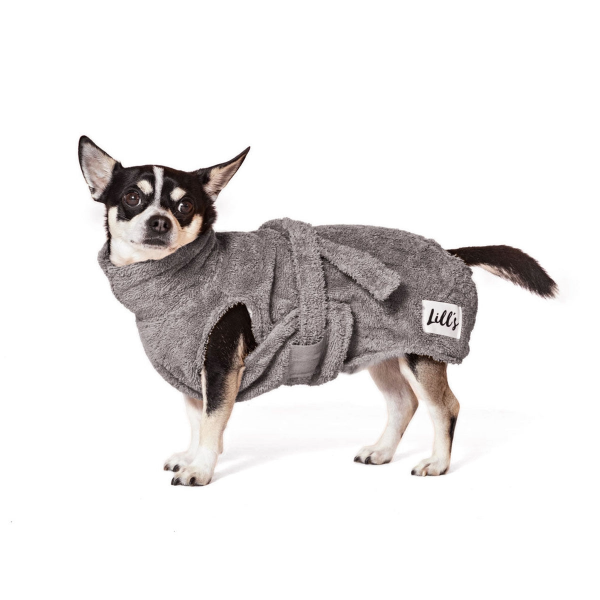 Lill´s DOG Hundebademantel aus Bio-Baumwolle Stone Grey