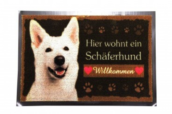 Fussmatte Schäferhund weiß