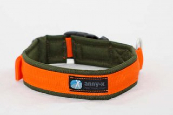 Anny X dog collar Fun olive/orange