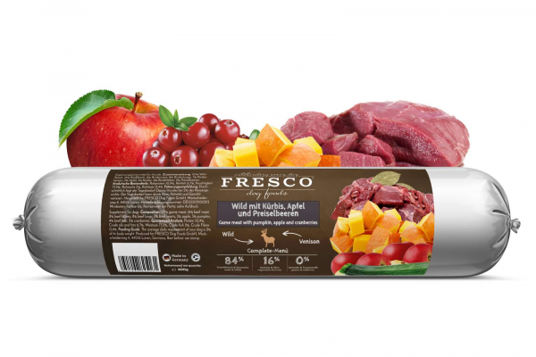 Fresco BARF sausage complete menu game with pumpkin, apple and cranberries