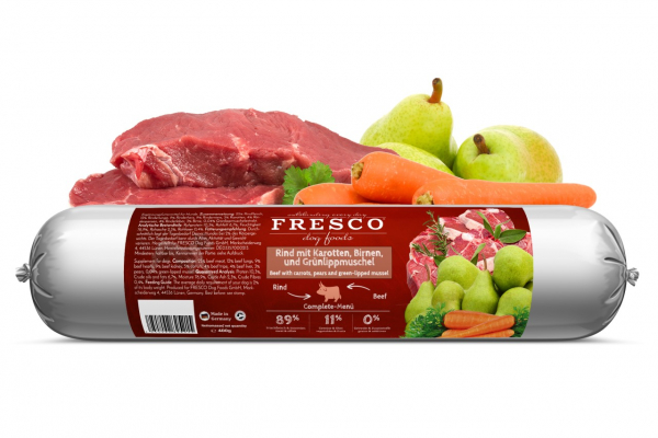 Fresco BarfWurst Rind mit Karotten, Birnen und Grünlippmuschel